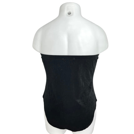 Forever 21 Black Velvet Velour Fringe Rhinestone Strapless Tube Bodysuit Top 1X