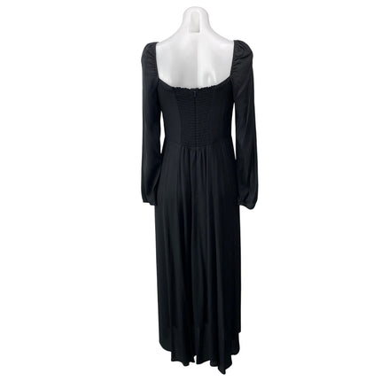 Reformation Sigmund Women's Black Long Sleeves Fitted Square Neck Midi Dress 6