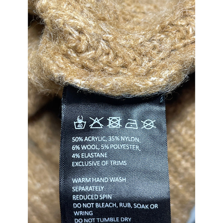 NEW Bardot Rhia Brown Wool Off Shoulder Long Sleeve Knit Midi Sweater Dress Sz M