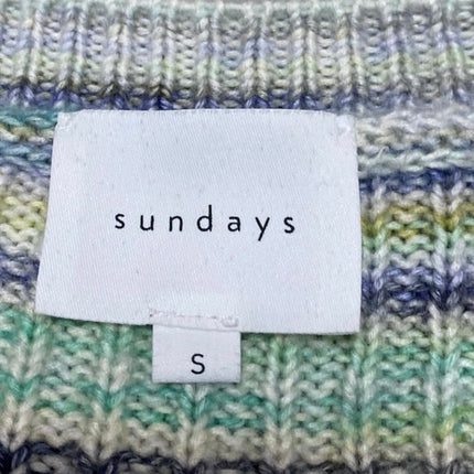 Sundays Multicolor Striped V-neck Jeweled Button Long Sleeve Cardigan Sweater S