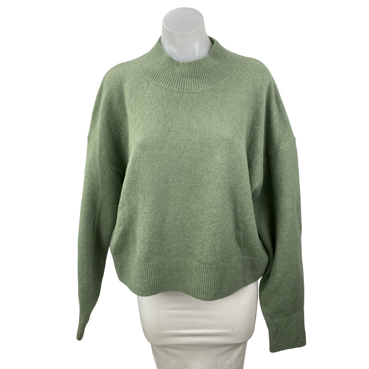 & Other Stories Women's Green Mock Neck Long Sleeve Sweatshirt Sweater Top Sz L