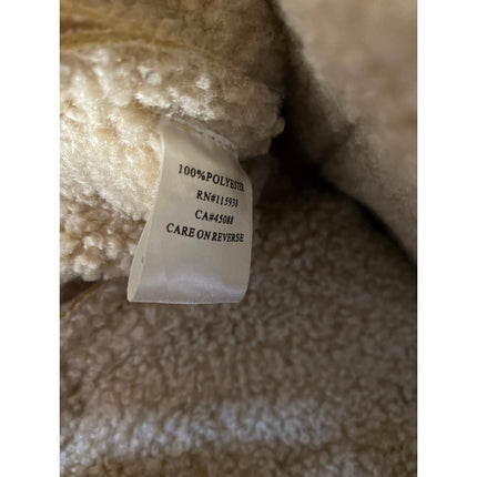 Princess Polly Women's Beige Tan Sherpa Faux Suede Teddy Moto Coat Jacket Size S