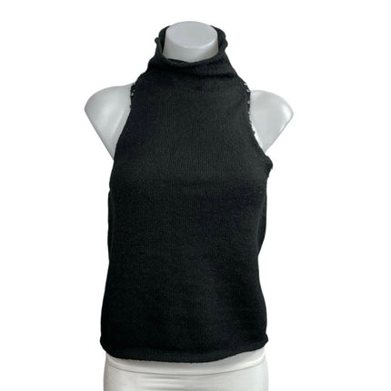 Scoop Women's Black Knitted Sleeveless Turtle Neck Slim Sweater Tank Top Size L