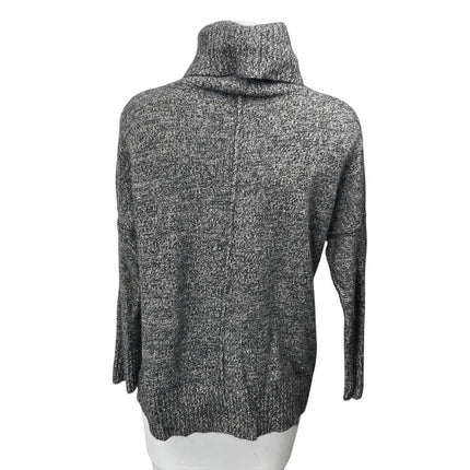 Aqua Gray 100% Cashmere Long Sleeve Turtleneck Foldover Knit Sweater Top Size S