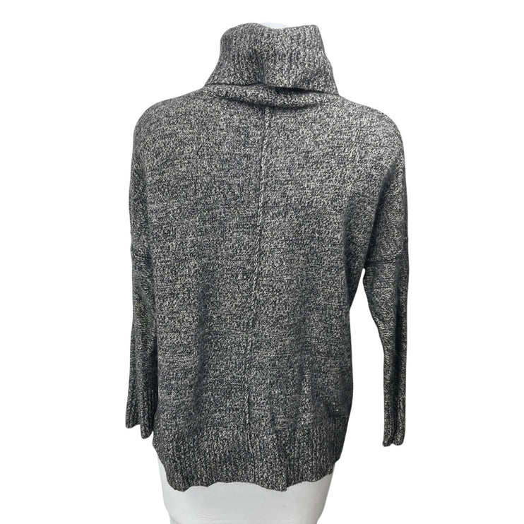Aqua Gray 100% Cashmere Long Sleeve Turtleneck Foldover Knit Sweater Top Size S