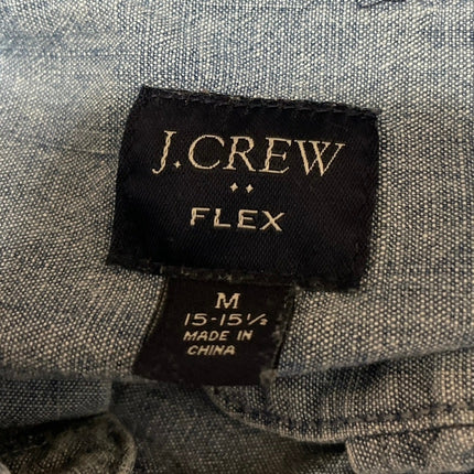 J.Crew Flex Mens Blue Collared Short Sleeve Button Down Denim Shirt Top Size M