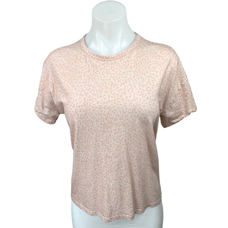 Hatch Pink Leopard Animal Print Casual Short Sleeve T Shirt Tee Top Size 0