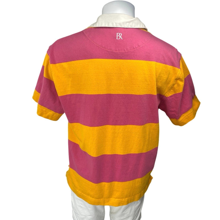 Banana Republic Men's Multicolor Striped Collared Short Sleeve Polo Shirt Top L