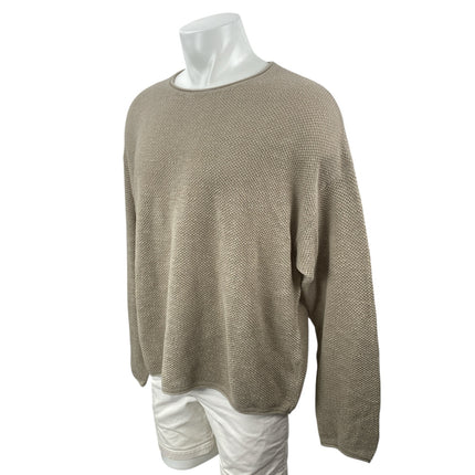 Zara Men's Beige Long Sleeve Round Neck Relaxed Pullover Knit Sweater Top Size L