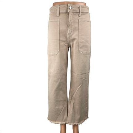 Just Black Denim JBD Womens Beige High Rise Frayed Hem Wide Leg Denim Jeans 27