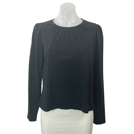 Derek Lam 10 Crosby Women's Black Long Puff Sleeve Crew Neck Blouse Top Size S