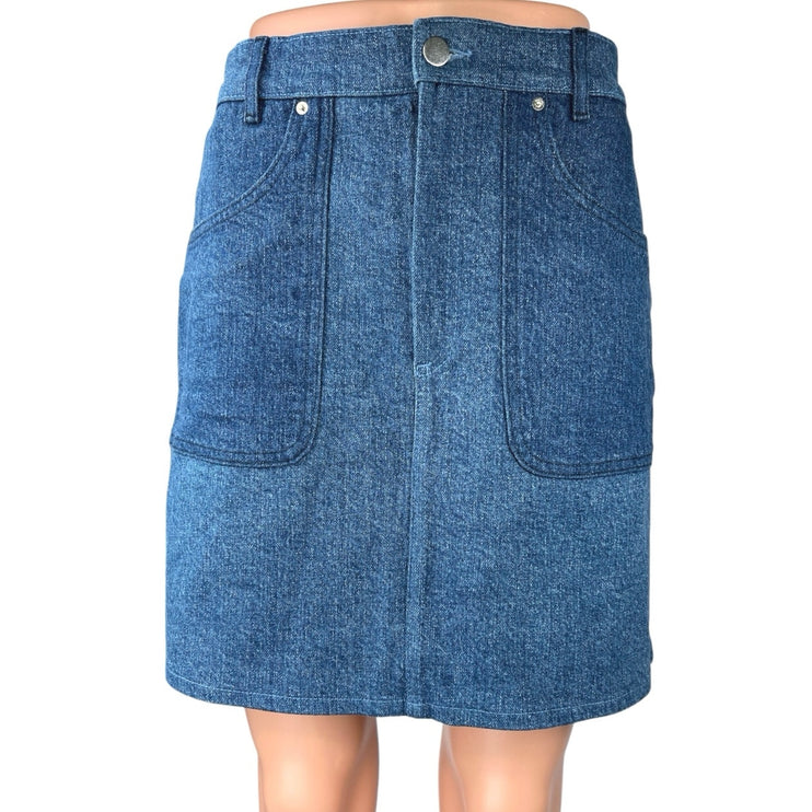 & Other Stories Blue Denim Mini Knee Length Straight Pencil Jean Skirts Size 8