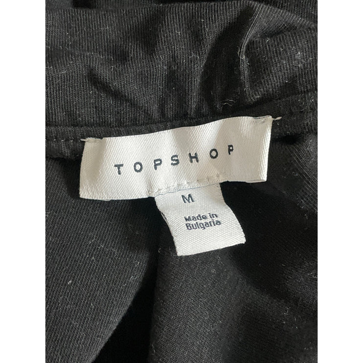 Topshop Women's Black Drop Waist Pleated Pull On Boho A Line Midi Skirt Size M