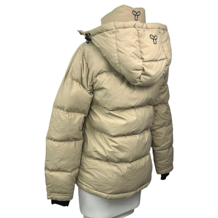 Aritzia TNA The Super Puff Beige Goose Down Zip Hoodie Puffer Coat Jacket 3XS