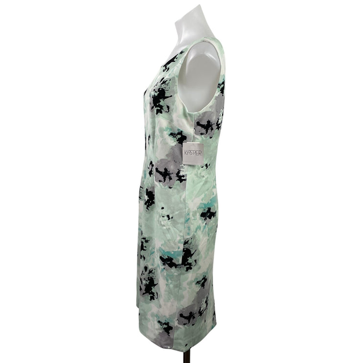 NEW Kasper Women's Green Tie Dye Sleeveless Round Neck Mini Tank Dress Size 8