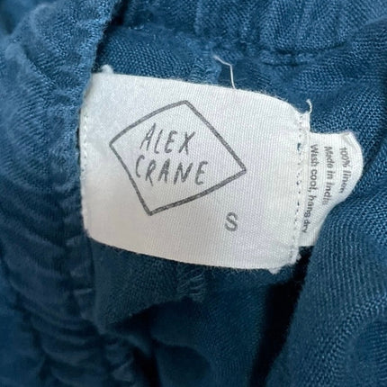 Alex Crane 100% Linen Mens Blue Elastic Waist Drawstring Casual Lounge Shorts S