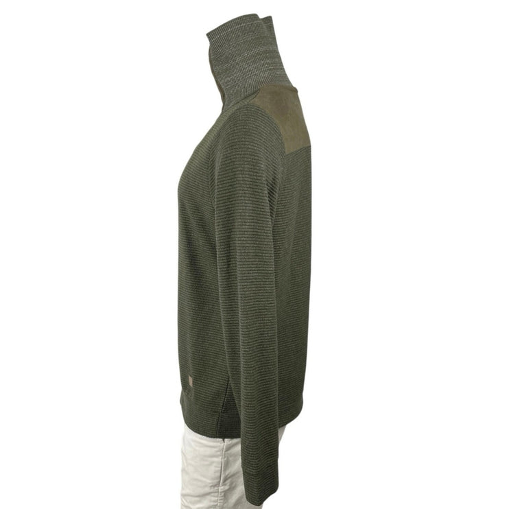NetWork Men's Forest Green Ribbed Knit 1/4 Zip Long Sleeve Sweater Top Size L