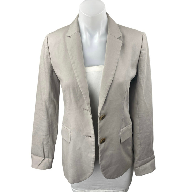 J.Crew Women's Beige Two Button Notch Collar Long Sleeve Blazer Coat Jacket Sz 0