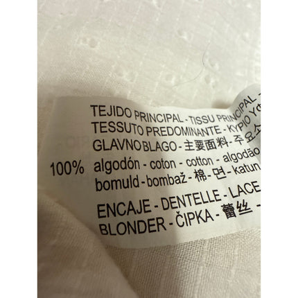 Zara Women's White Lace Embroidered High Neck 3/4 Flarted Sleeve Blouse Top XS