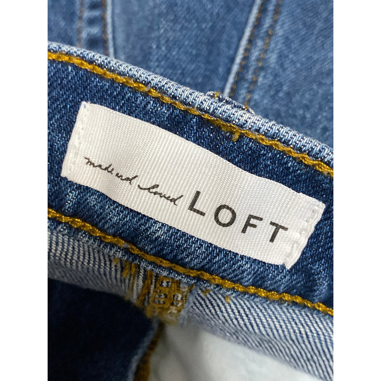 Loft Women's Blue High Rise Slim Baggy Straight Wide Leg Denim Jeans Pants Sz 34