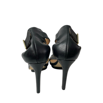 Calvin Klein Vable Black Leather Buckle Strap Stilleto High Heels Sandals Size 8