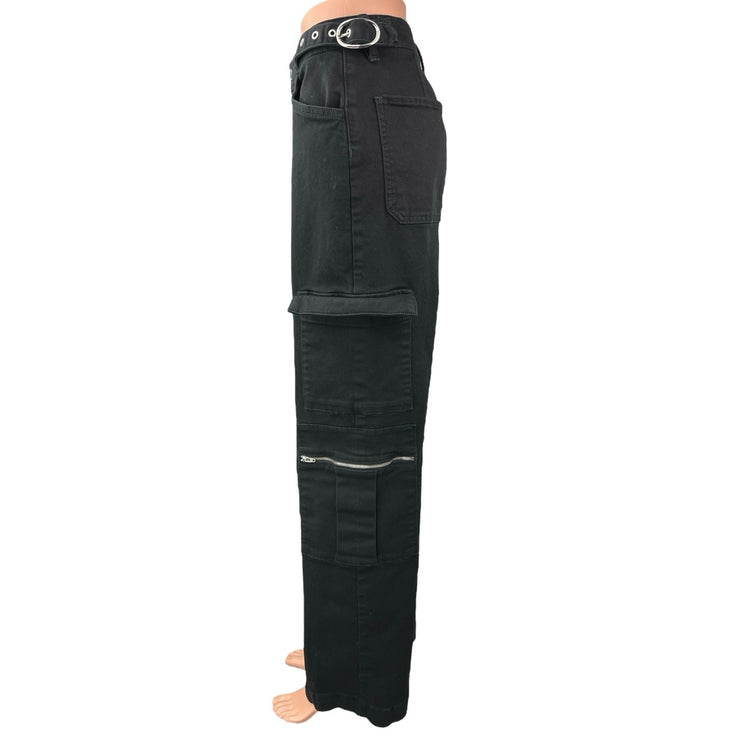 WeWoreWhat Women's Black High Rise Straight Cargo Ankle Denim Jeans Size 28