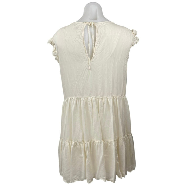 Aritzia Wilfred Sidonie White Cream Flutter Sleeve Tiered Mini Babydoll Dress S