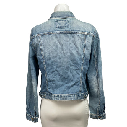 Ann Taylor LOFT Womens Blue Long Sleeve Button Front Trucker Denim Jean Jacket L