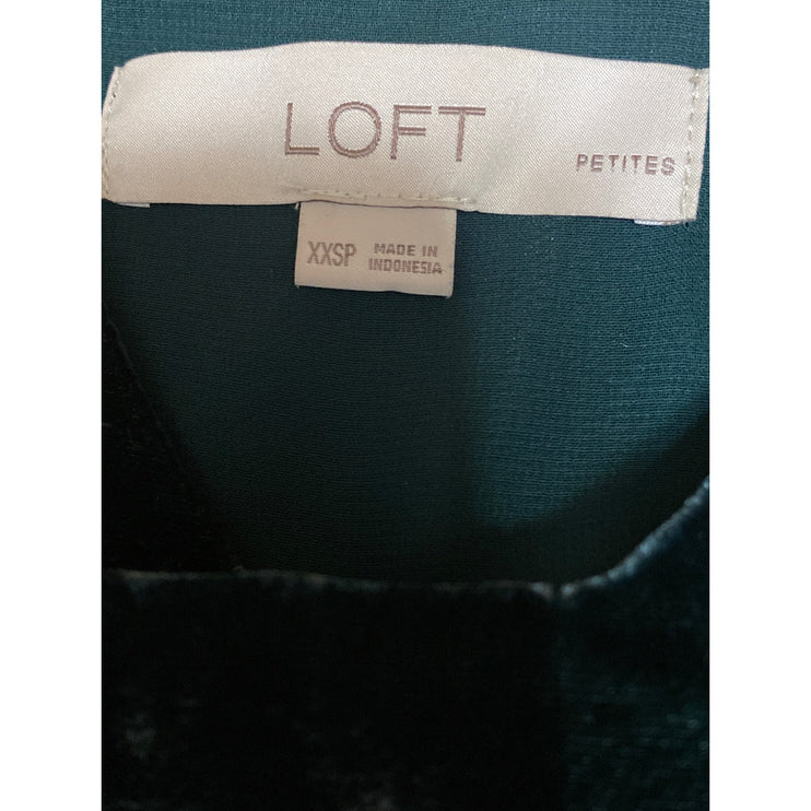 Ann Taylor Loft Green Velvet Velour Sleeveless V Neck Cami Camisole Tank Top XXS
