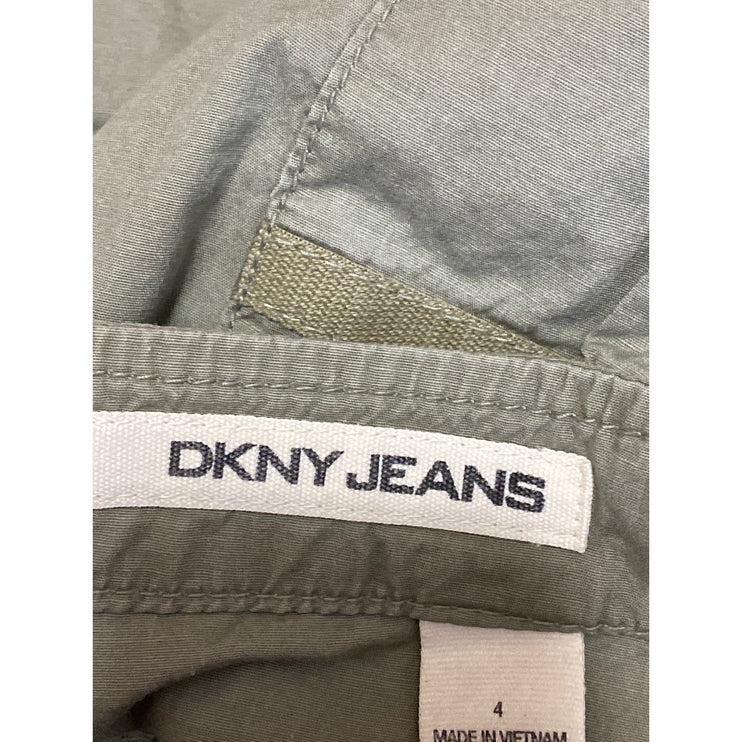 DKNY Jeans Women's Green Mid Rise Loose Straight Baggy Cargo Trousers Pants Sz 4