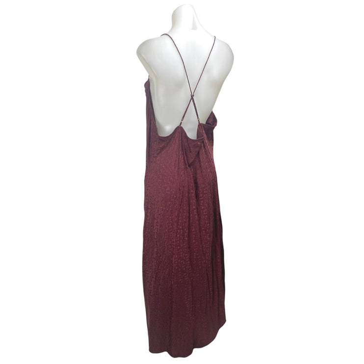 Banana Republic Red Sleeveless Jacquard Cowl Neck Cami Tank Maxi Slip Dress XL