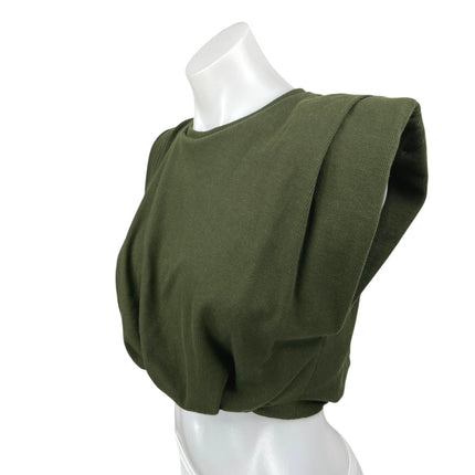 Johanna Ortiz Muraya Military Green Sleeveless Crop Muscle Tee T-Shirt Top Sz 2