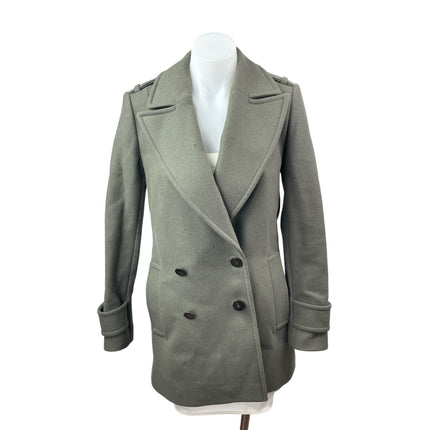 Reiss Women's Gray Wool Double Breasted Long Sleeve Blazer Coat Jacket Size 2