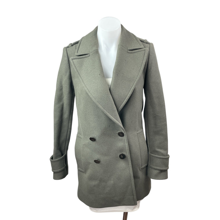 Reiss Women's Gray Wool Double Breasted Long Sleeve Blazer Coat Jacket Size 2