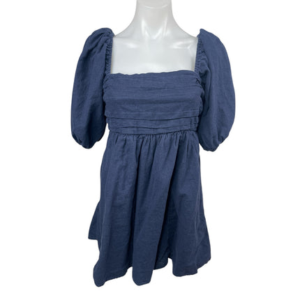 Abercrombie & Fitch Blue Short Puff Sleeve Square Neck Mini A-Line Dress Size MP