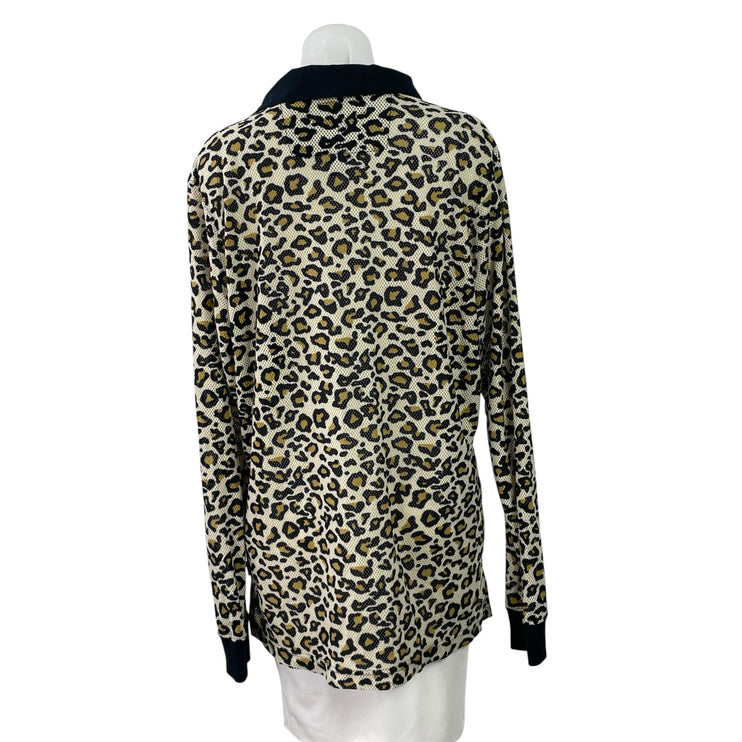 Opening Ceremony x Columbia Women's Leopard Long Sleeve Polo Sweater Top Size M