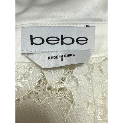 NEW Bebe White Floral Lace Collared Long Sleeve Button Down Shirt Blouse Top S
