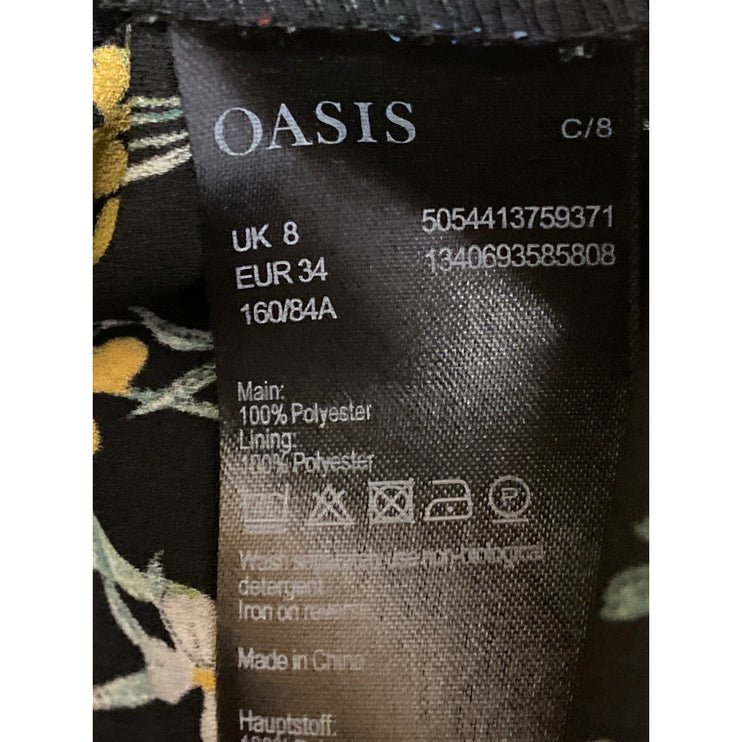 Oasis Women's Black Floral Sleeveless Square Neck Cami Camisole Tank Top Size 6