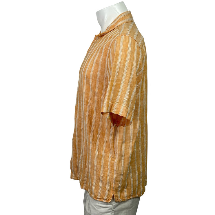 Banana Republic Men's Coral Striped Short Sleeve Button Down Shirt Top Size S