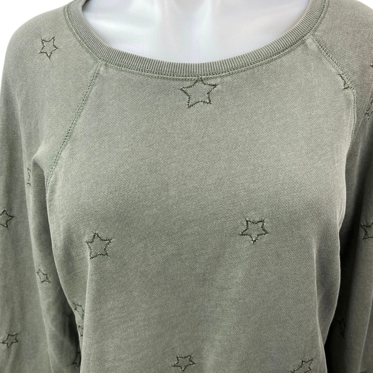 Z Supply Women's Gray Embroidered Star Crew Pullover Sweatshirt Sweater Top M