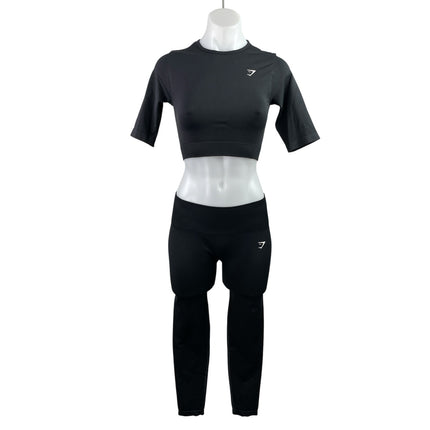 NEW Gymshark Everyday Seamless Women's Black Crop Top & Legging Pants Sets Sz S