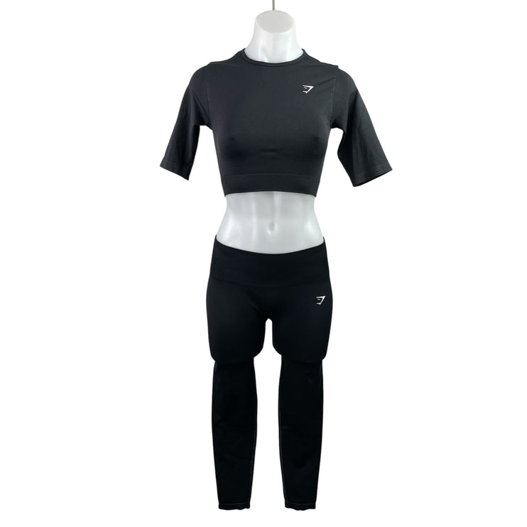 NEW Gymshark Everyday Seamless Women's Black Crop Top & Legging Pants Sets Sz S