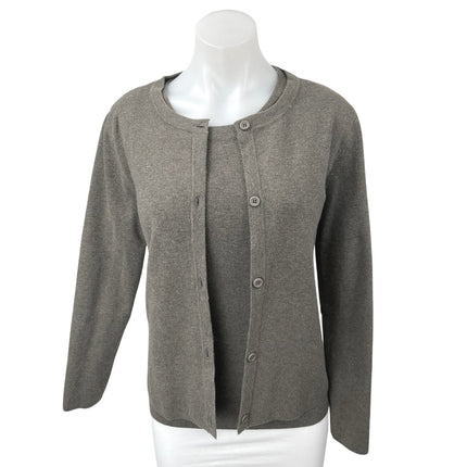 Zara Women's Gray Knitted 2-Piece Button Up Cardigan Sweater & Tank Top Set Sz L