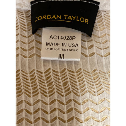Jordan Taylor Women's White Knit Relaxed Long Sleeve V Neck Blouse Top Size M