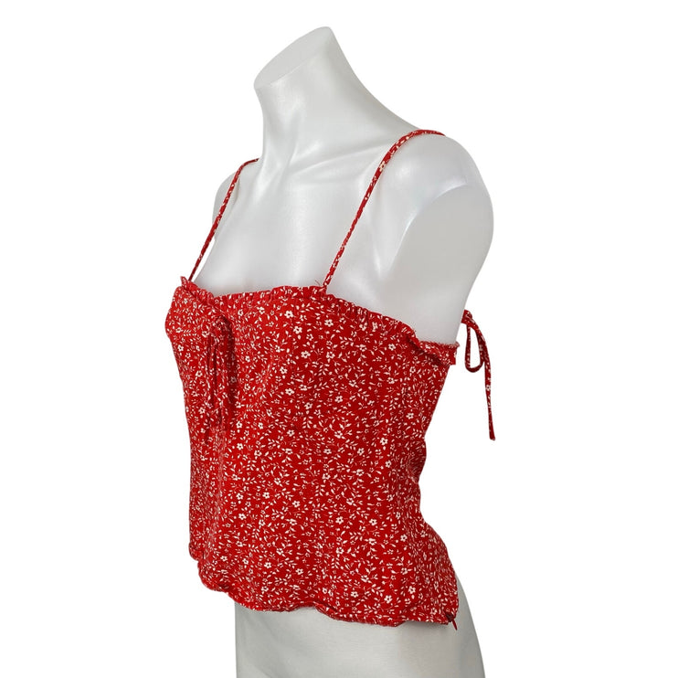 Zara Womens Red Floral Sweetheart Sleeveless Bustier Corset Crop Cami Tank Top M