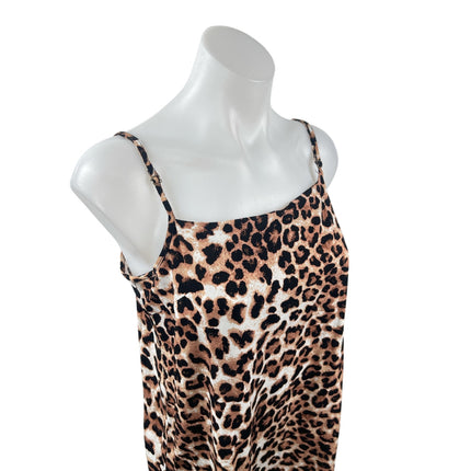 Vero Moda Brown Animal Print Sleeveless Square Neck Mini Cami Tank Shift Dress M