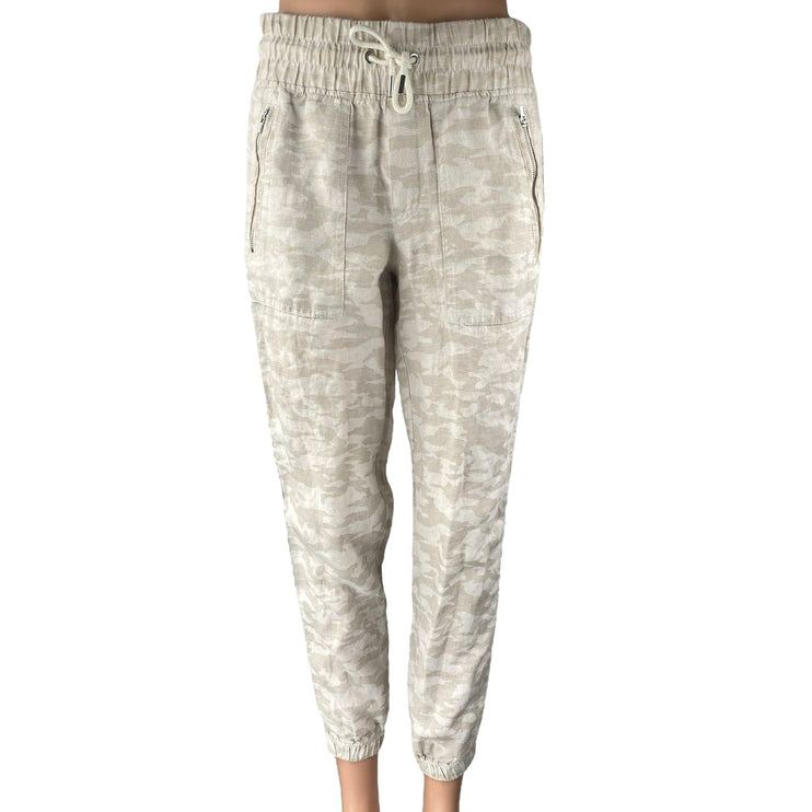 Athleta Cabo Tide Linen Women's Beige High Rise Jogger Sweat Pants Size 0P