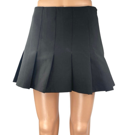 Zara Women's Black High Waisted Pleated Zip Casual A Line Mini Skirt Size S