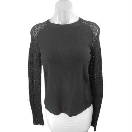 Tildon Women's Black Long Sleeve Open Back Mesh Knit Pullover Sweater Top Size S