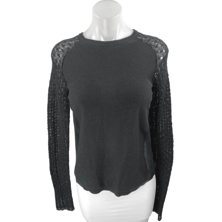 Tildon Women's Black Long Sleeve Open Back Mesh Knit Pullover Sweater Top Size S